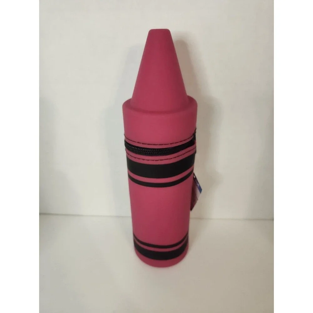 Crayon Shape Rubber Pencil Pouch - Red NEW